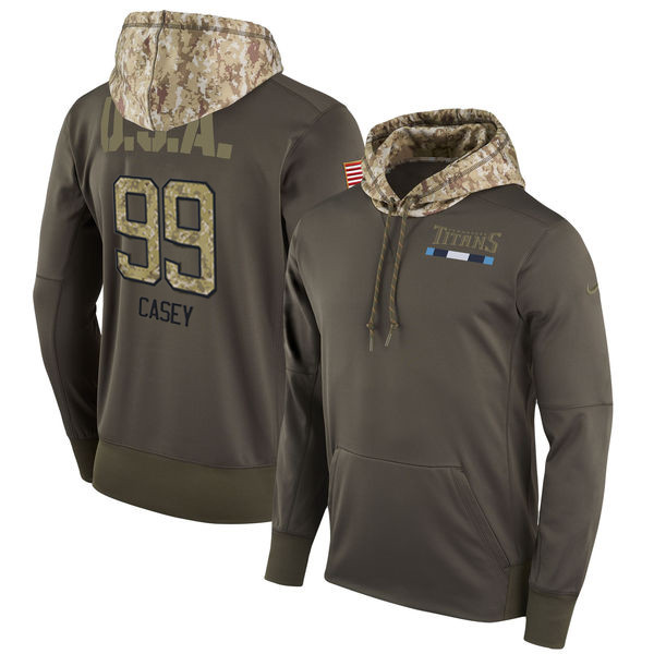 Nike Titans 99 Jurrell Casey Olive Salute To Service Pullover Hoodie - Click Image to Close