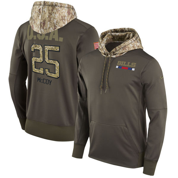 Nike Bills 25 LeSean McCoy Olive Salute To Service Pullover Hoodie