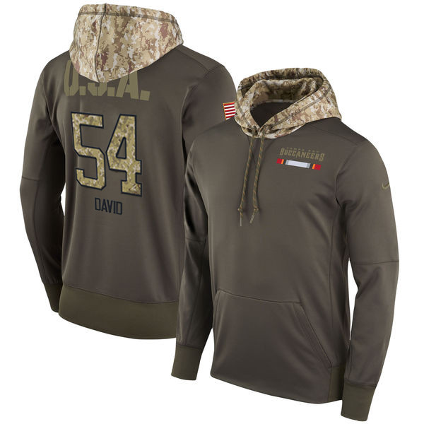 Nike Buccaneers 54 Lavonte David Olive Salute To Service Pullover Hoodie