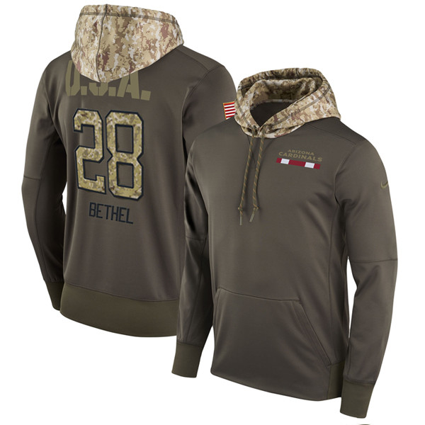 Nike Cardinals 28 Justin Bethel Olive Salute To Service Pullover Hoodie