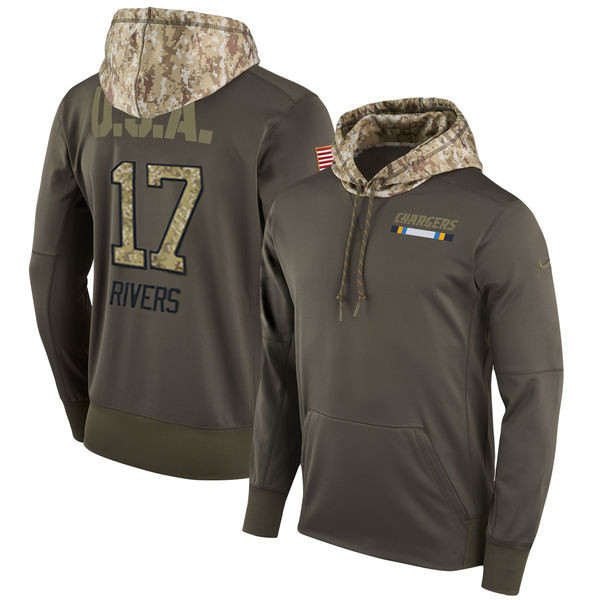 Nike Chargers 17 Philip Rivers Olive Salute To Service Pullover Hoodie