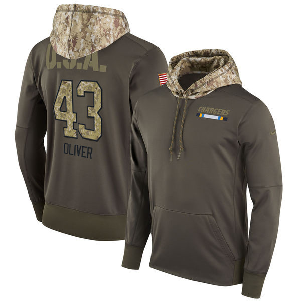 Nike Chargers 43 Branden Oliver Olive Salute To Service Pullover Hoodie