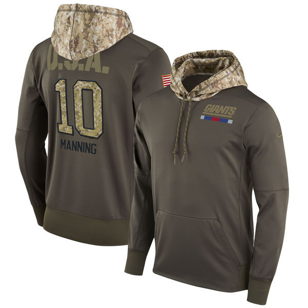 Nike Giants 10 Eli Manning Olive Salute To Service Pullover Hoodie
