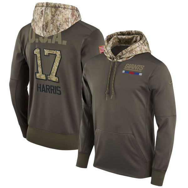 Nike Giants 17 Dwayne Harris Olive Salute To Service Pullover Hoodie