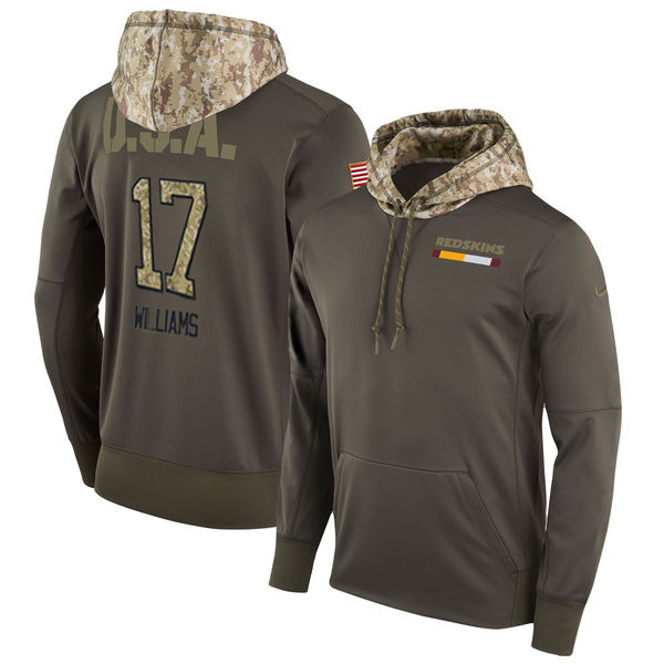 Nike Redskins 17 Trent Williams Olive Salute To Service Pullover Hoodie