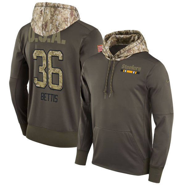Nike Steelers 36 Jerome Bettis Olive Salute To Service Pullover Hoodie