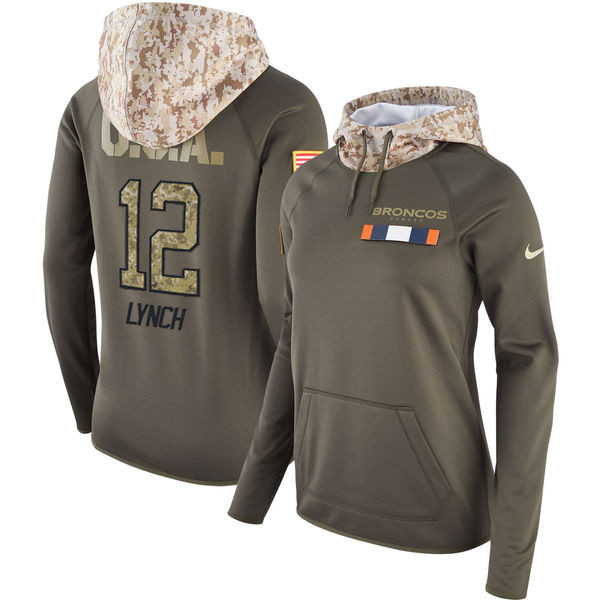 Nike Broncos 12 Paxton Lynch Olive Women Salute To Service Pullover Hoodie