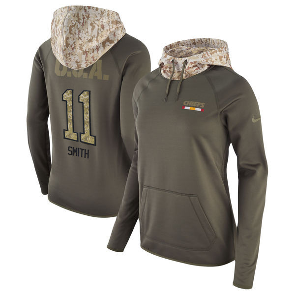 Nike Chiefs 11 Alex Smith Olive Women Salute To Service Pullover Hoodie
