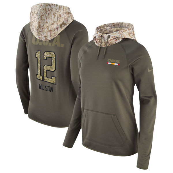 Nike Chiefs 12 Albert Wilson Olive Women Salute To Service Pullover Hoodie