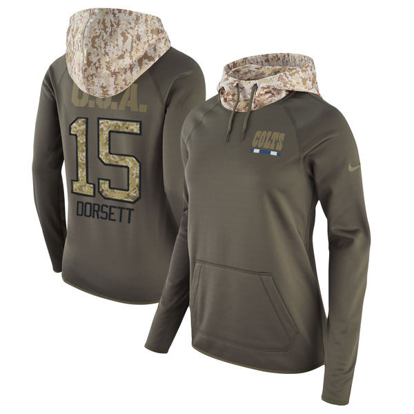 Nike Colts 15 Phillip Dorsett Olive Women Salute To Service Pullover Hoodie