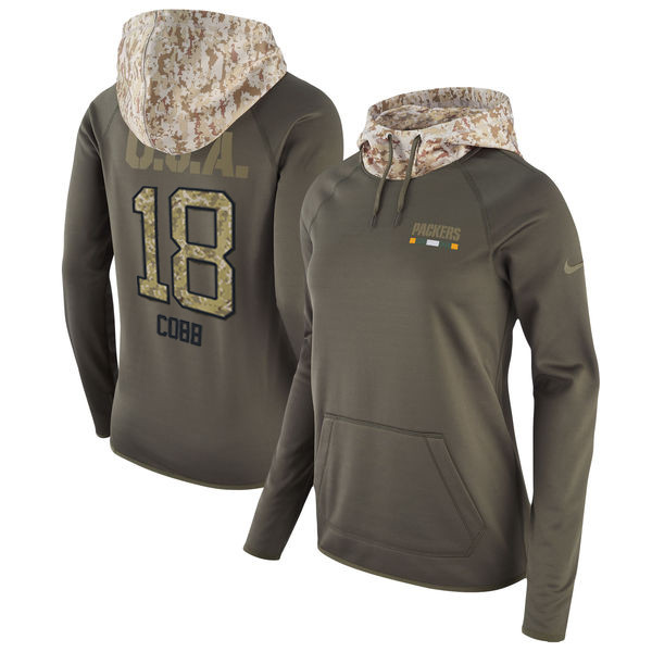 Nike Packers 18 Randall Cobb Olive Women Salute To Service Pullover Hoodie