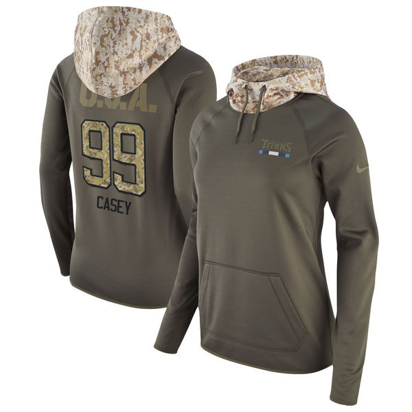 Nike Titans 99 Jurrell Casey Olive Women Salute To Service Pullover Hoodie