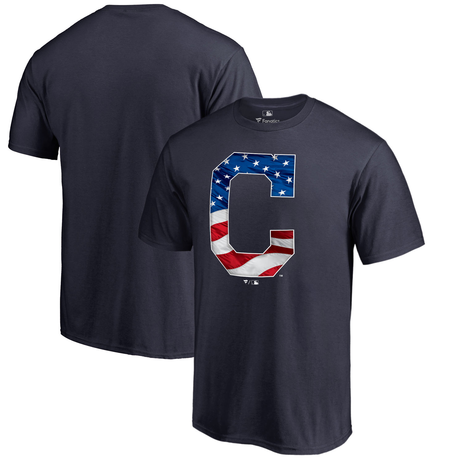Men's Cleveland Indians Fanatics Branded Navy Banner Wave T Shirt