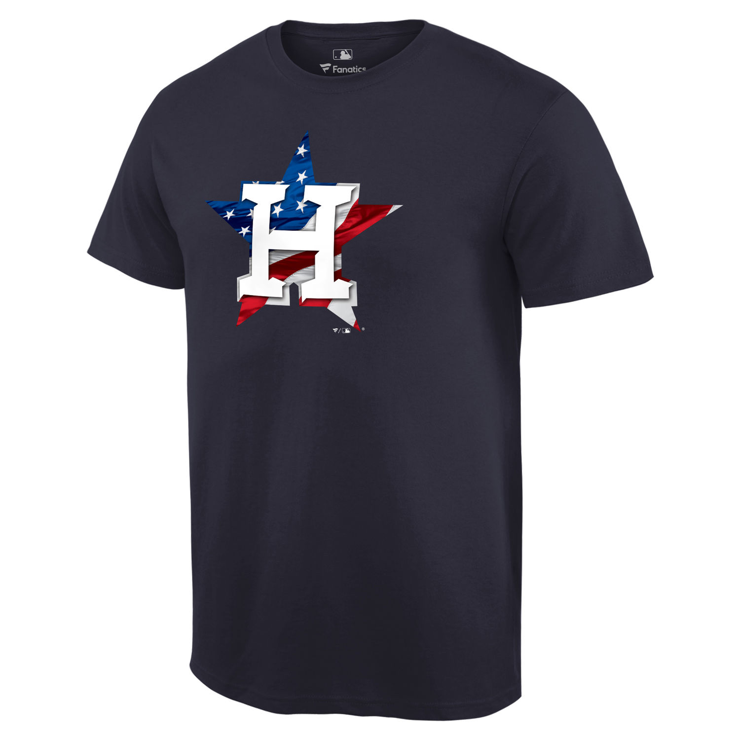 Men's Houston Astros Navy Banner Wave T Shirt - Click Image to Close