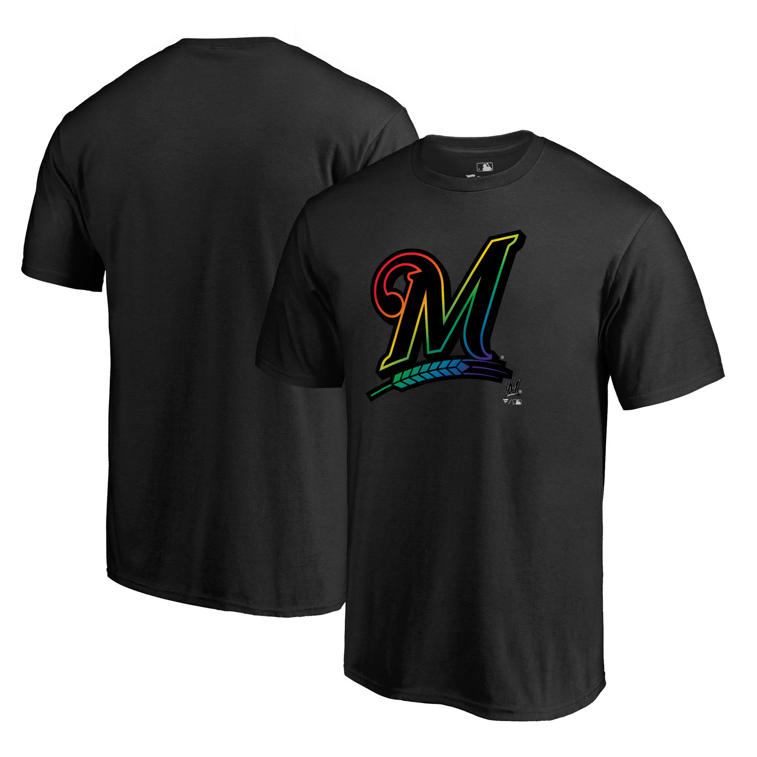 Men's Milwaukee Brewers Fanatics Branded Black Big Tall Pride T Shirt - Click Image to Close