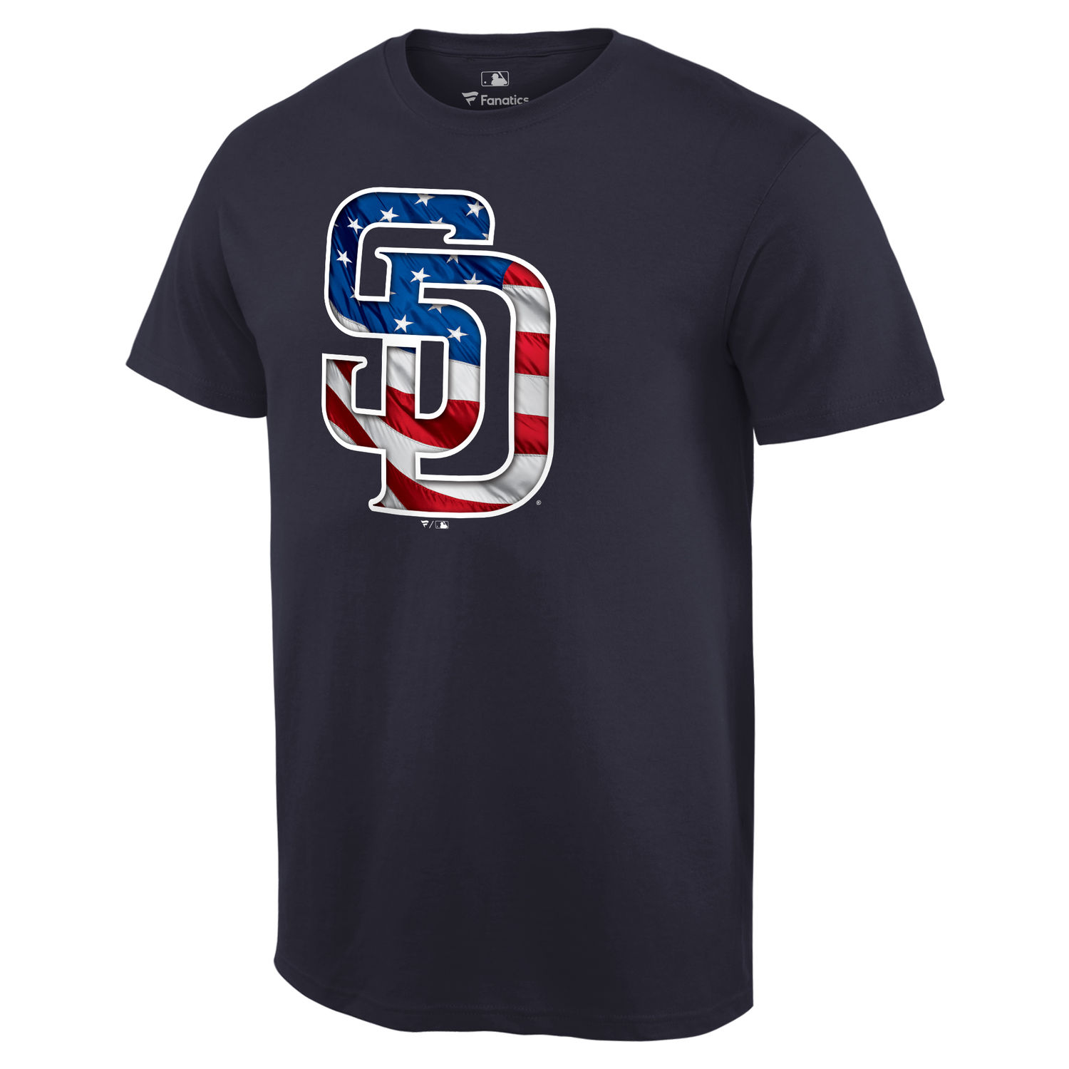Men's San Diego Padres Navy Banner Wave T Shirt - Click Image to Close