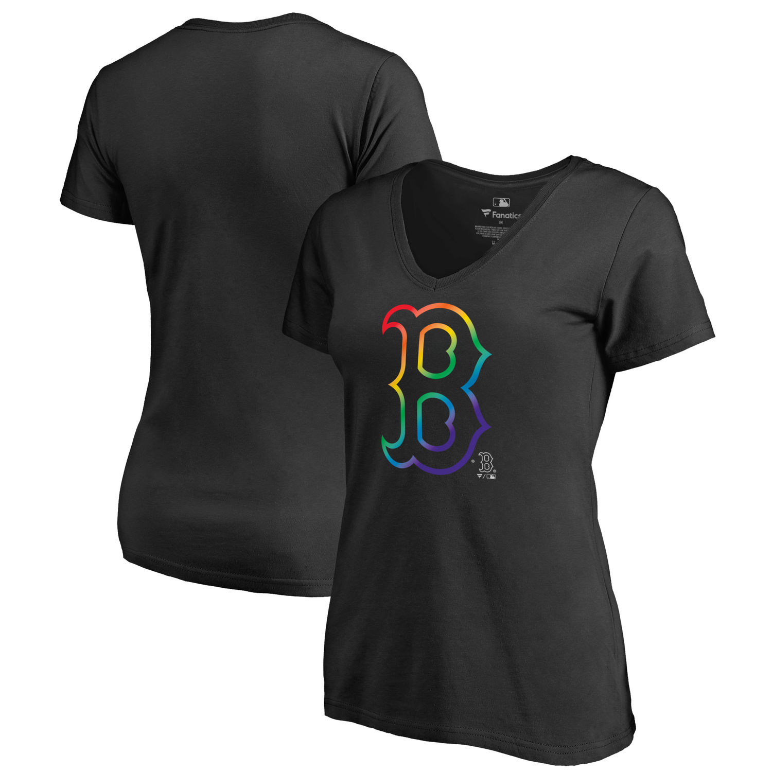 Women's Boston Red Sox Fanatics Branded Black Plus Sizes Pride T Shirt - Click Image to Close