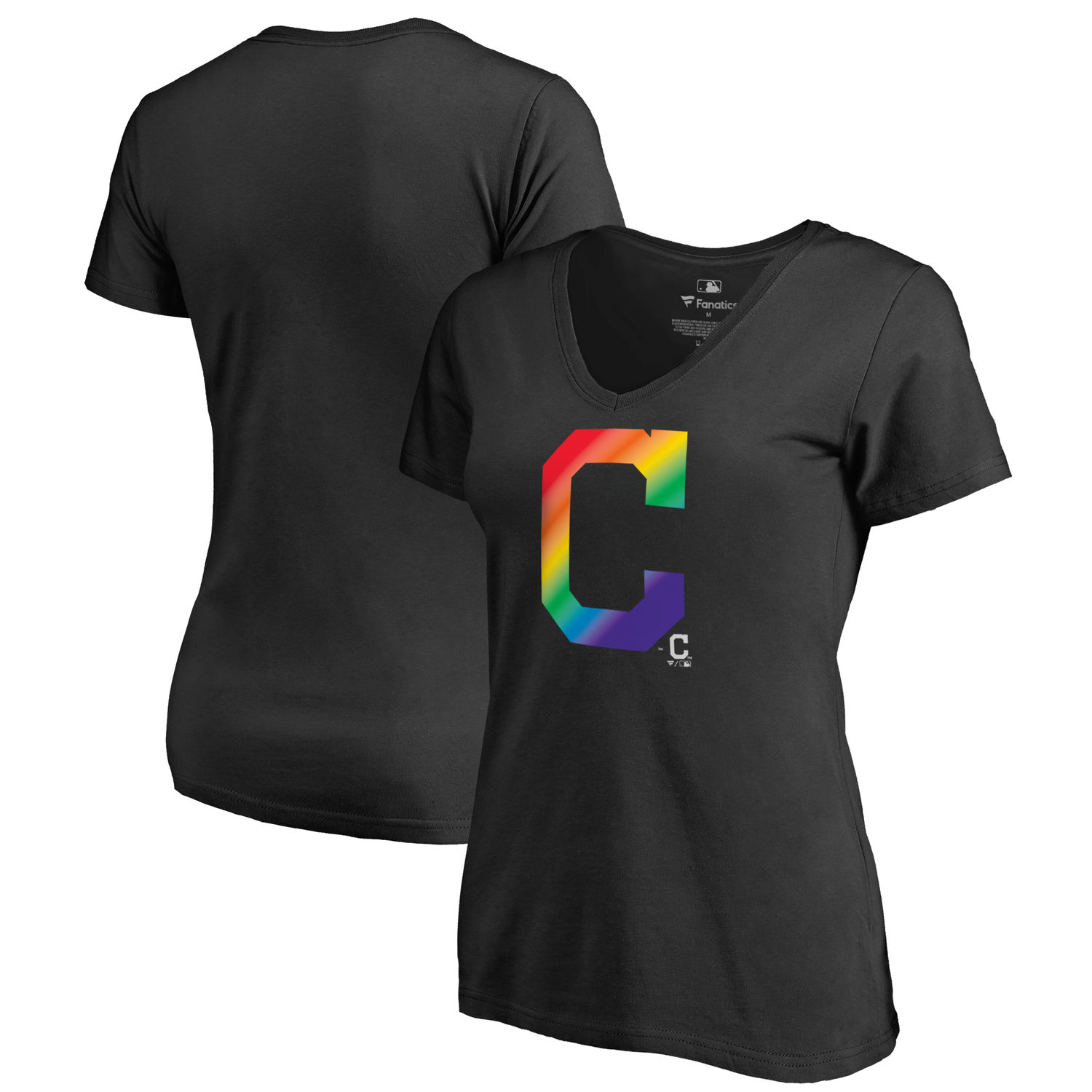 Women's Cleveland Indians Fanatics Branded Pride Black T Shirt - Click Image to Close