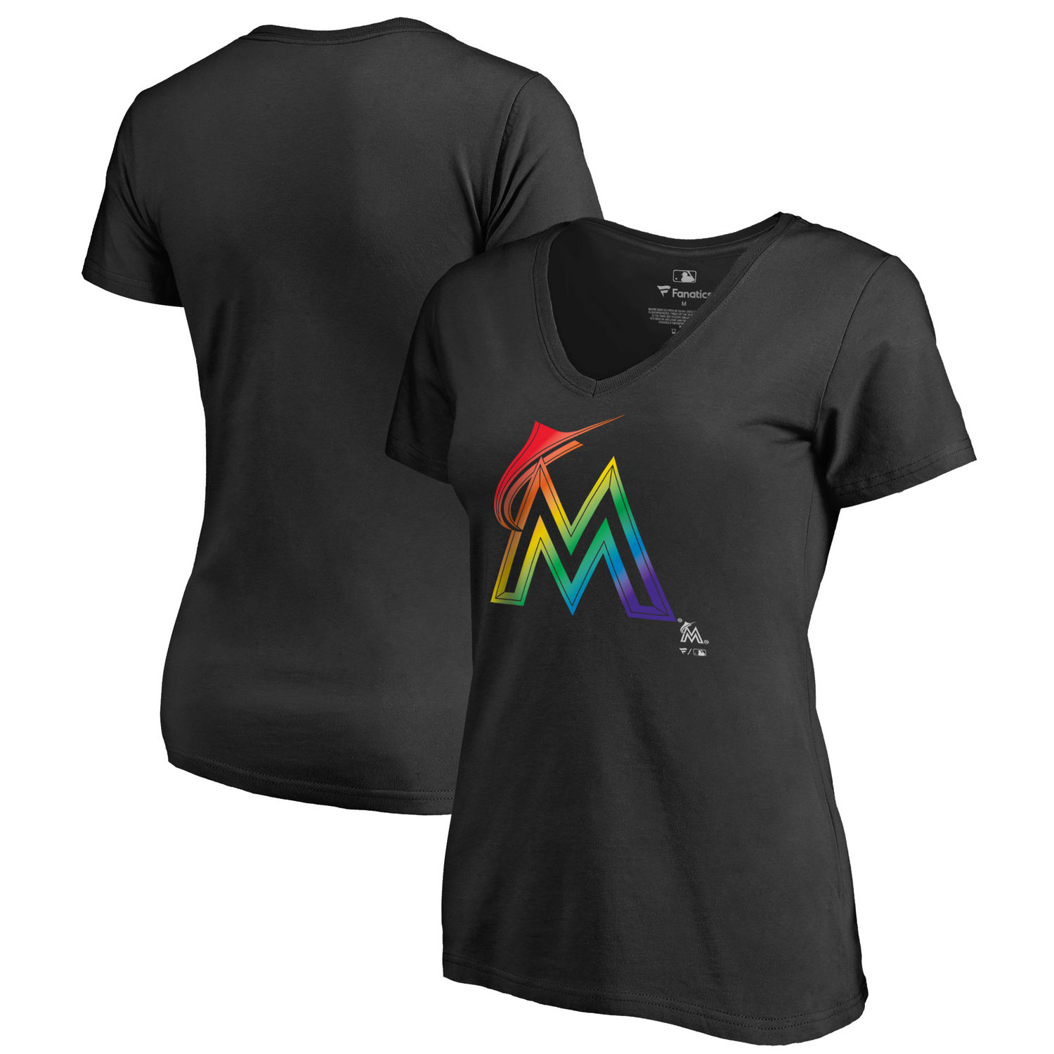 Women's Miami Marlins Fanatics Branded Black Big & Tall Pride T Shirt - Click Image to Close