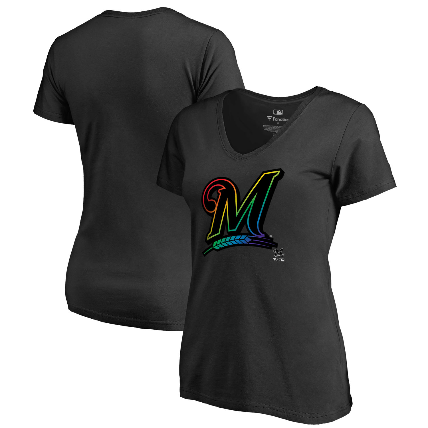 Women's Milwaukee Brewers Fanatics Branded Black Big Tall Pride T Shirt