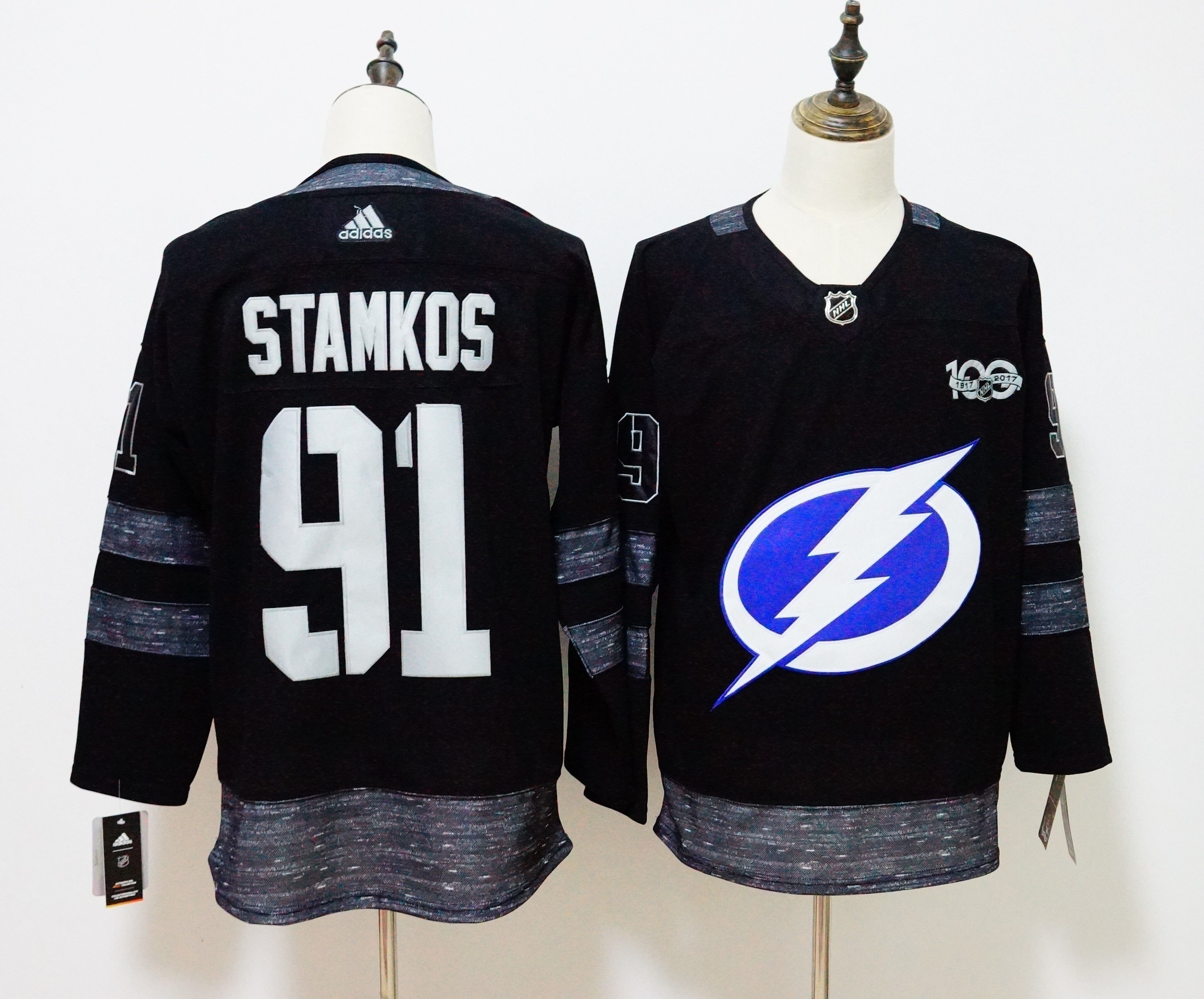 Lightning 91 Steven Stamkos Black 1917-2017 100th Anniversary Adidas Jersey