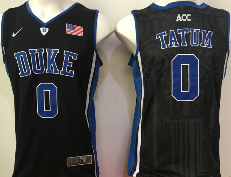 Duke Blue Devils 0 Jayson Tatum Black College Basketball Jersey