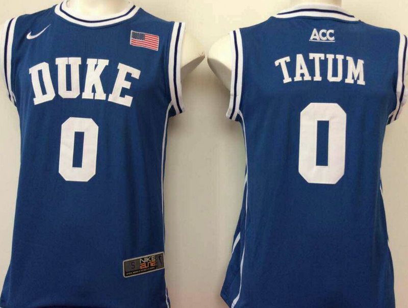 Duke Blue Devils 0 Jayson Tatum Blue College Basketball Jersey