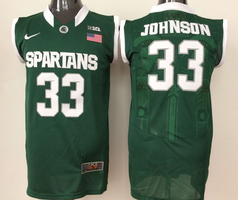 Michigan State Spartans 33 Magic Johnson Green College Basketball Jersey