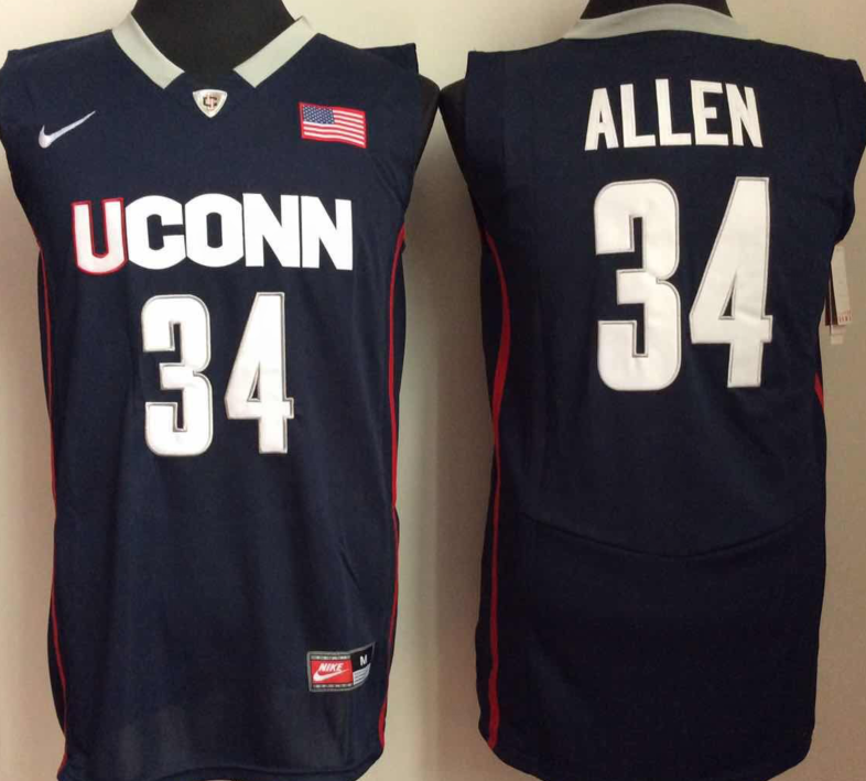 UConn Huskies 34 Ray Allen Navy College Basketball Jersey