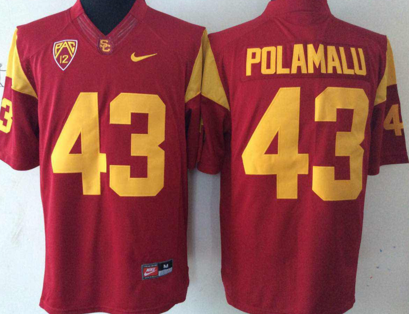 USC Trojans 43 Troy Polamalu Red College Football Jersey - Click Image to Close