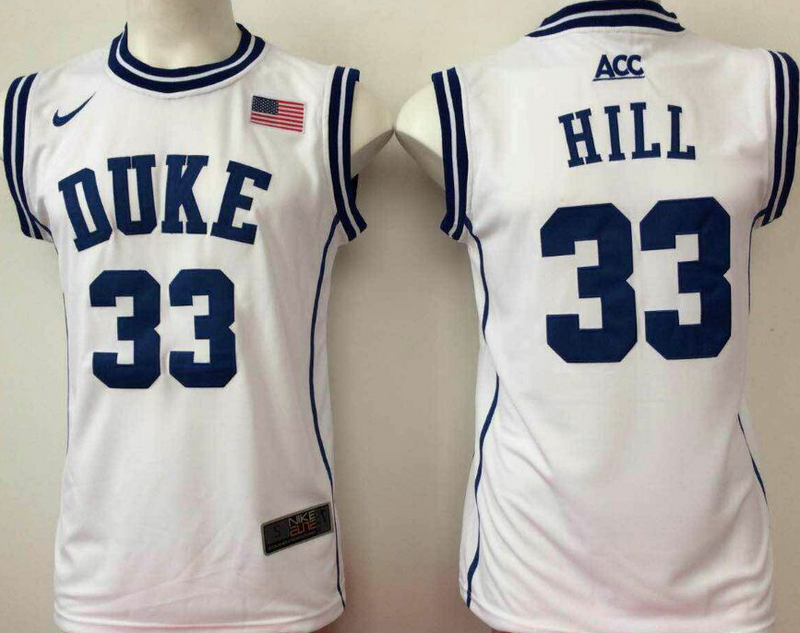Duke Blue Devils 33 Grant Hill White College Basketball Jersey