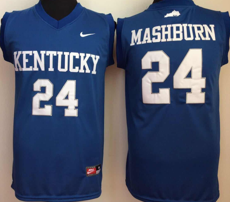 Kentucky Wildcats 24 Jamal Mashburn Navy College Basketball Jersey