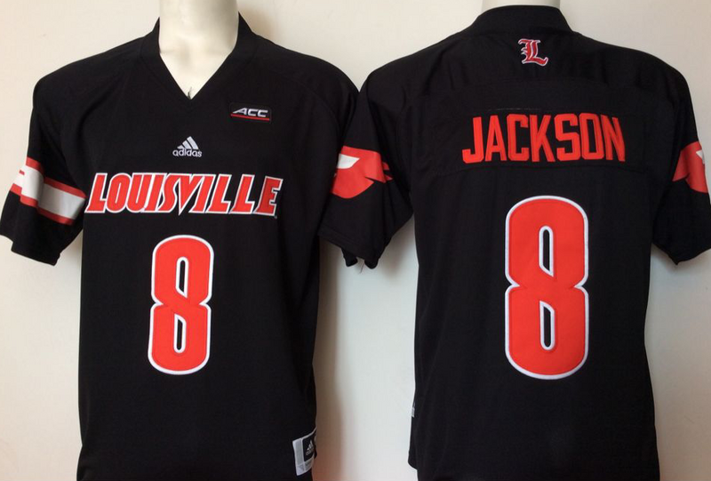 Louisville Cardinals 8 Lamar Jackson Black College Football Jersey