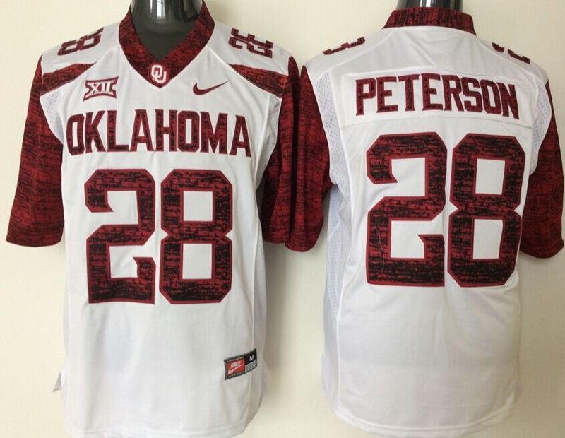 Oklahoma Sooners 28 Adrian Peterson White College Football Jersey