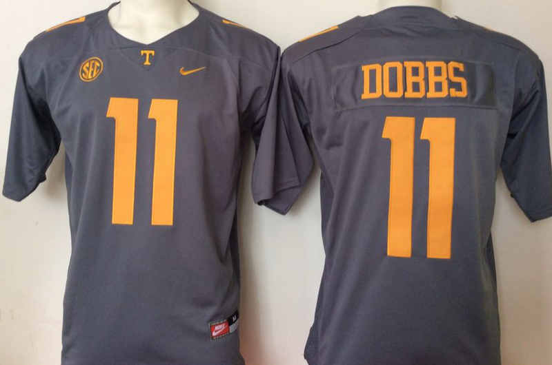 Tennessee Volunteers 11 Joshua Dobbs Gray College Football Jersey - Click Image to Close