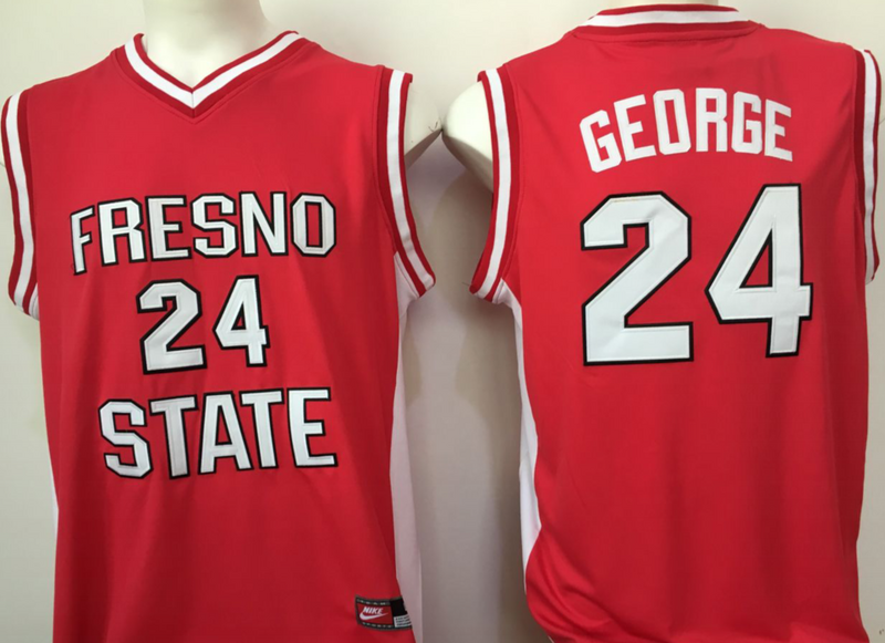 Fresno State Bulldogs 24 Paul George Red College Basketball Jersey