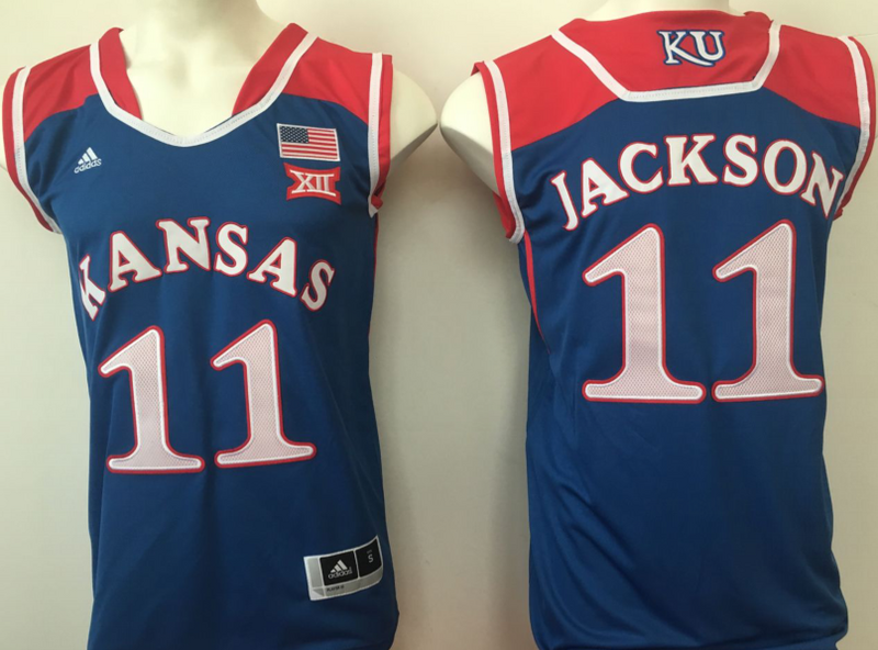 Kansas Jayhawks 11 Josh Jackson Blue College Basketball Jersey
