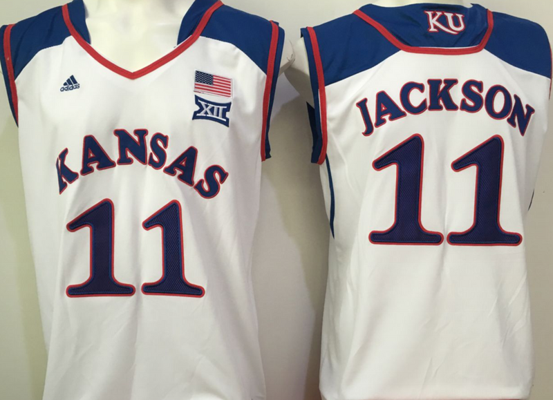 Kansas Jayhawks 11 Josh Jackson White College Basketball Jersey