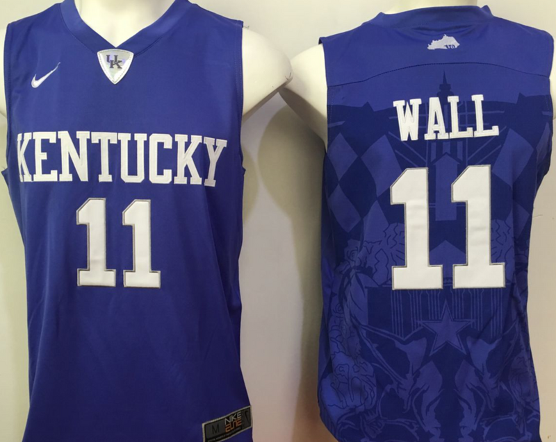 Kentucky Wildcats 11 John Wall Blue College Basketball Jersey