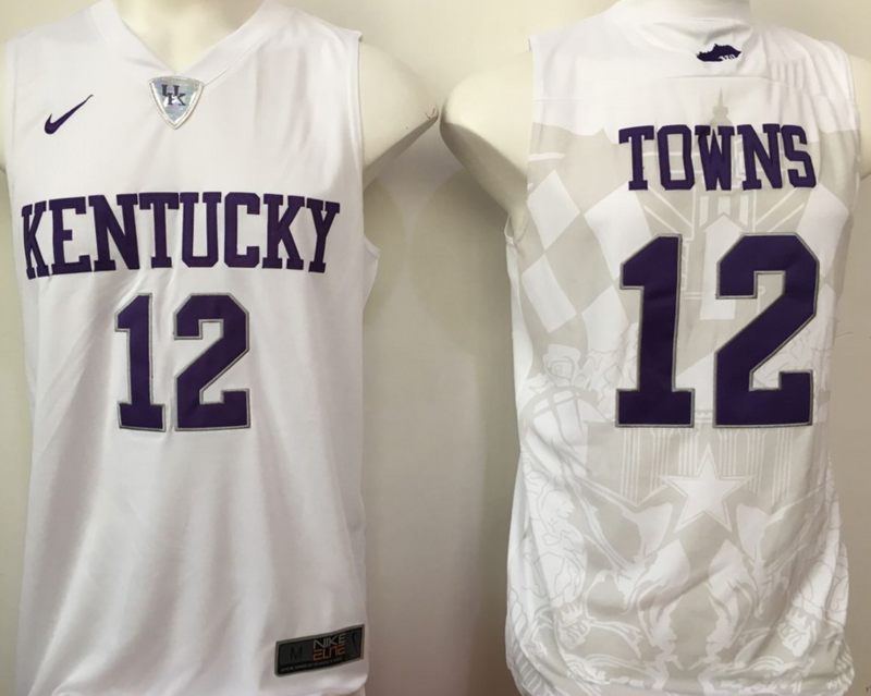 Kentucky Wildcats 12 Karl-Anthony Towns White College Basketball Jersey
