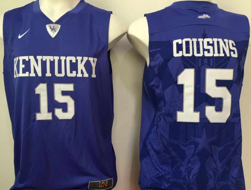 Kentucky Wildcats 15 DeMarcus Cousins Blue College Basketball Jersey - Click Image to Close