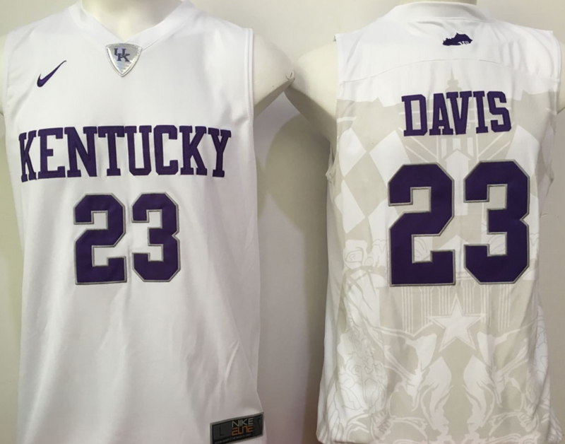 Kentucky Wildcats 23 Anthony Davis White College Basketball Jersey
