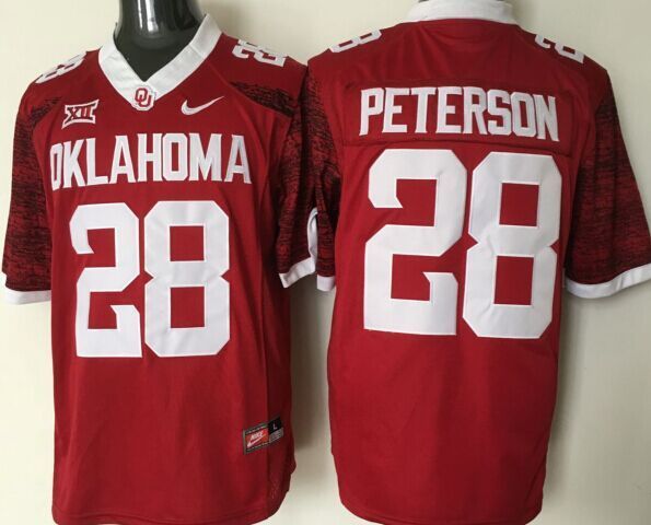 Oklahoma Sooners 28 Adrian Peterson Red College Football Jersey - Click Image to Close