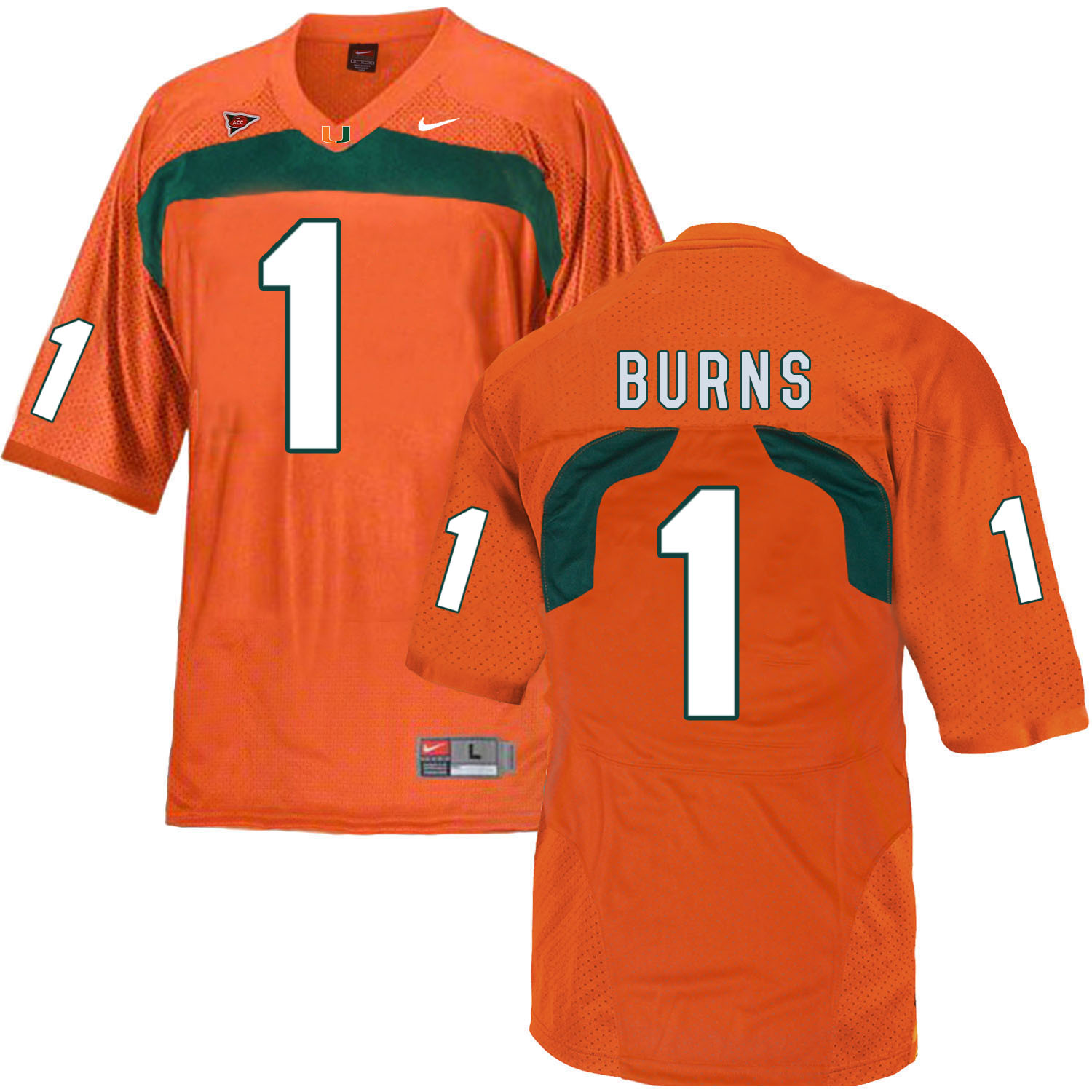 Miami Hurricanes 1 Artie Burns Orange College Football Jersey - Click Image to Close