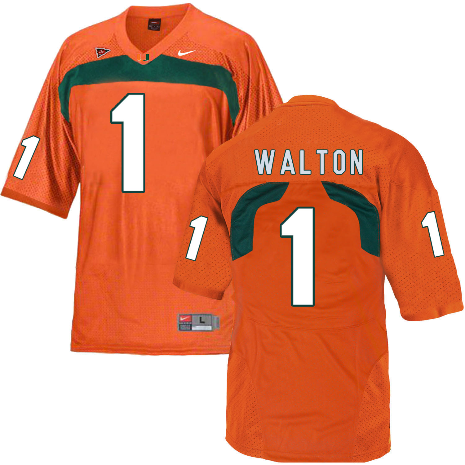 Miami Hurricanes 1 Mark Walton Orange College Football Jersey