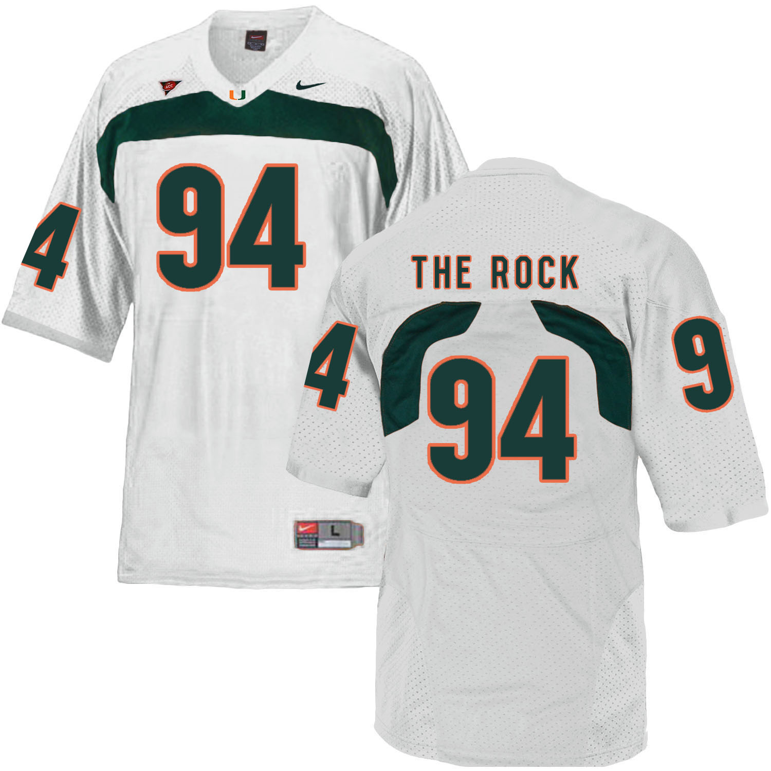 Miami Hurricanes 94 The Rock White College Football Jersey