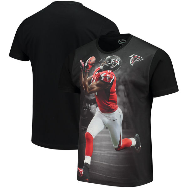 Atlanta Falcons Julio Jones NFL Pro Line by Fanatics Branded NFL Player Sublimated Graphic T Shirt Black - Click Image to Close