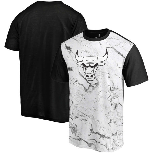 Chicago Bulls Marble Sublimated T Shirt White Black - Click Image to Close