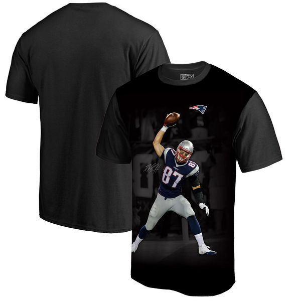 New England Patriots Rob Gronkowski NFL Pro Line by Fanatics Branded NFL Player Sublimated Graphic T Shirt Black
