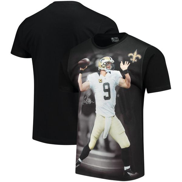 New Orleans Saints Drew Brees NFL Pro Line by Fanatics Branded NFL Player Sublimated Graphic T Shirt Black
